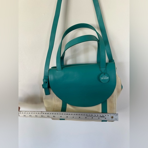 Aqua and Canvas Kate Spade Saturday Purse - Picture 3 of 12